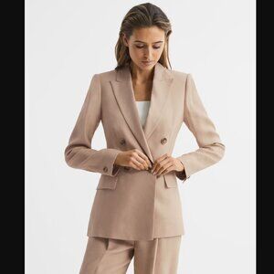 REISS Hollie Double Breasted Linen Blazer NWOT